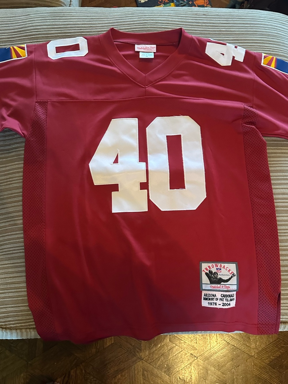 Pat Tillman Arizona Cardinal Mitchell & Ness Throwbacks Patch Jersey EUC